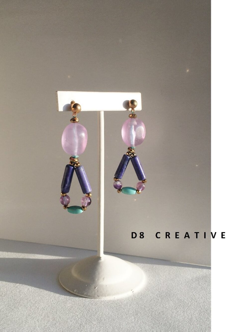 Handmade hanging multiple stone with 925 sterling silver earring